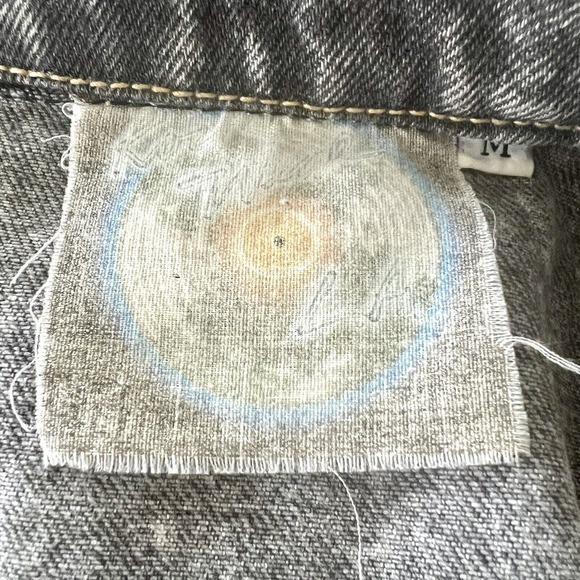 Vintage 80s 90s Rock Wear LA Sz Medium Grey Wash Denim Jean Jacket Button Back - Picture 14 of 15